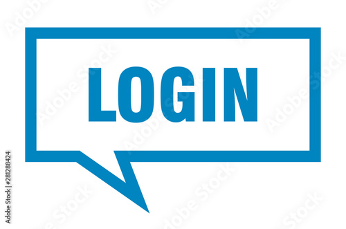 login sign. login square speech bubble. login