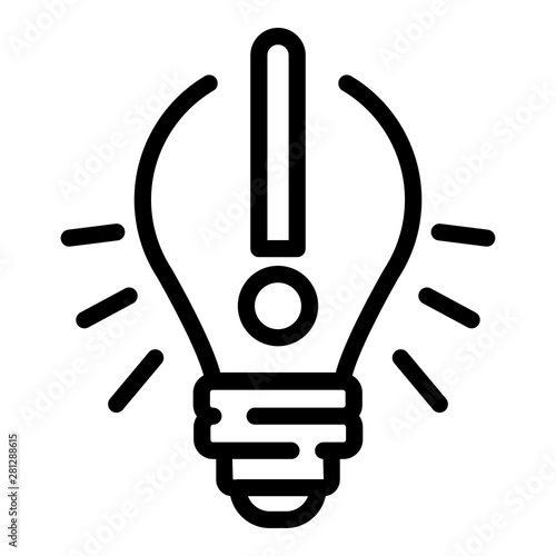 Light bulb exclamation mark icon. Outline light bulb exclamation mark vector icon for web design isolated on white background