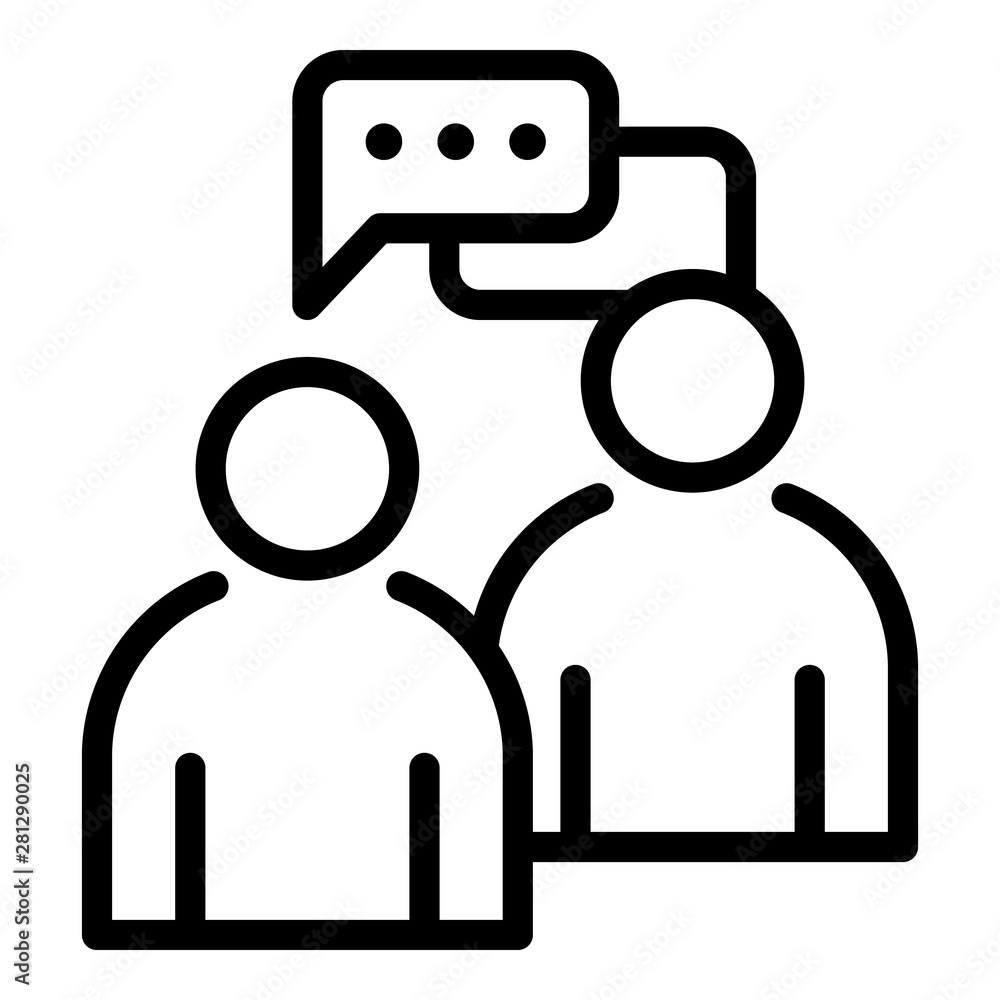 Communication of two people icon. Outline communication of two people vector icon for web design isolated on white background Communication of two people icon. Outline communication of two people vector icon for web design isolated on white background