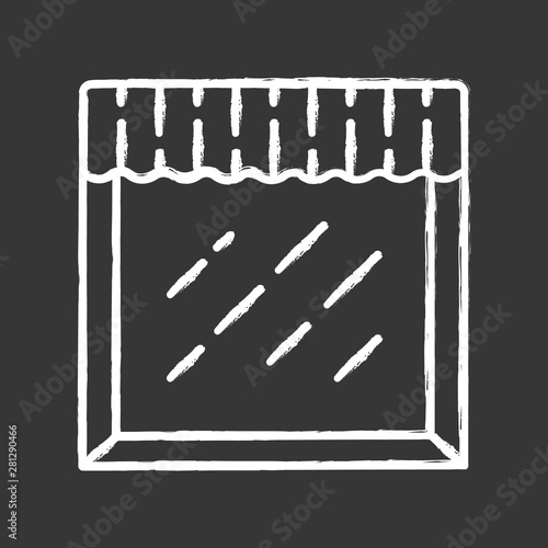 Valance chalk icon. House and office window decoration. Kitchen curtain. Home interior design. Decorative fabric drapery. Window top treatments. Isolated vector chalkboard illustration
