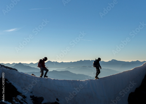France, Ecrins Alps, two mountaineers at Dauphine photo