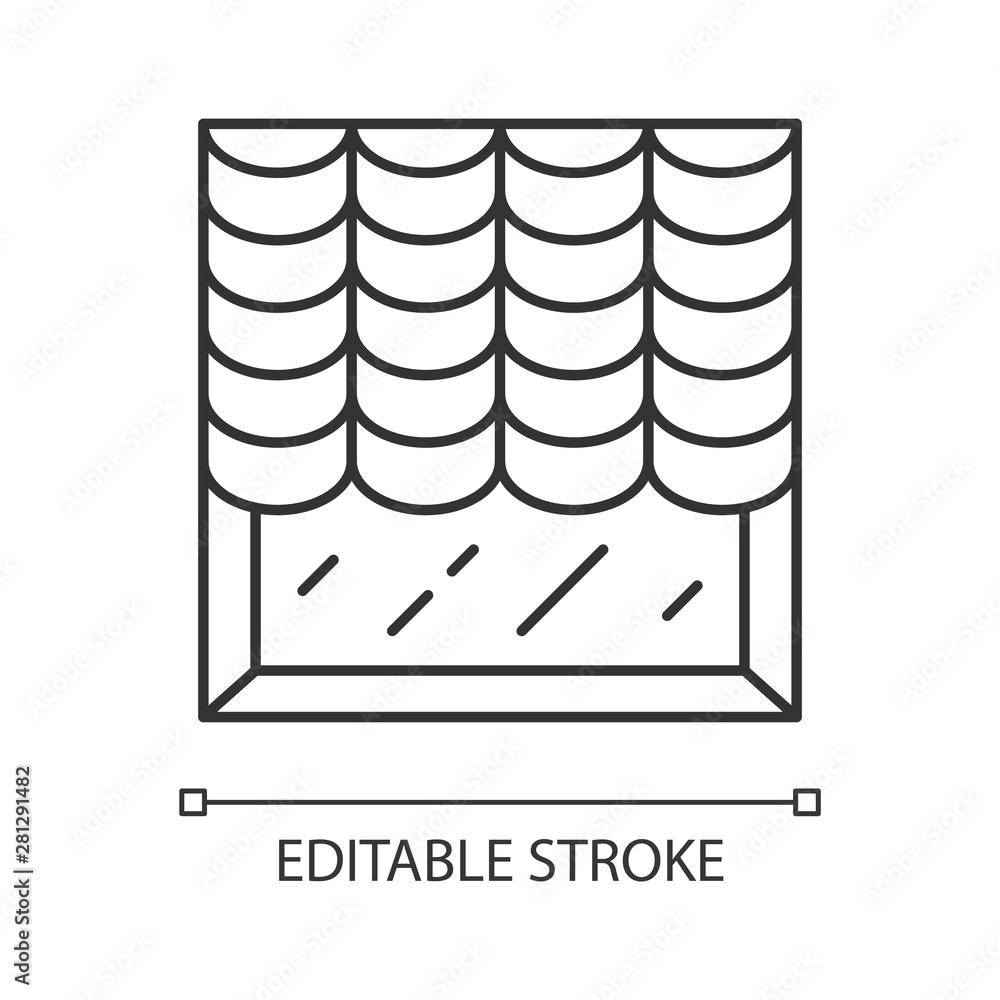 Austrian shades linear icon. Room darkening decoration. House decor