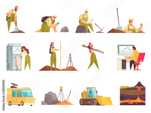 Geologist Flat Icon Set