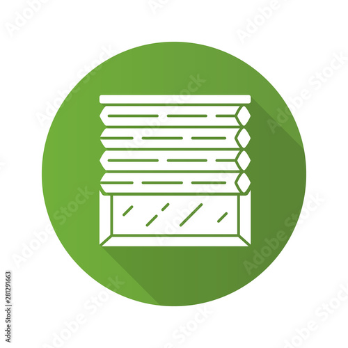 Cellular shades flat design long shadow glyph icon. Window blinds. Room darkening motorized jalousie. Office, kitchen, bedroom interior decoration. Living room design. Vector silhouette illustration