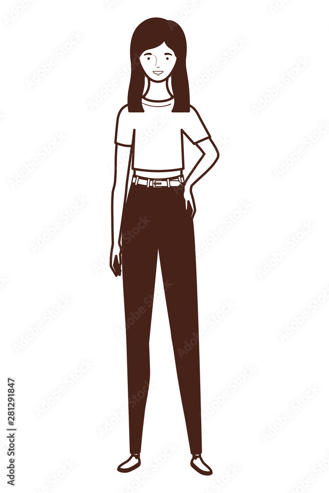 silhouette of young woman standing on white background silhouette of young woman standing on white background