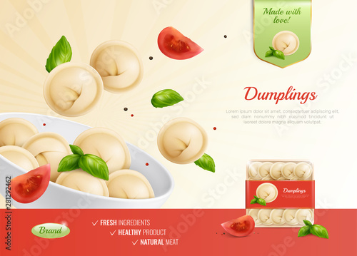 Dumplings Ravioli Advertising Composition