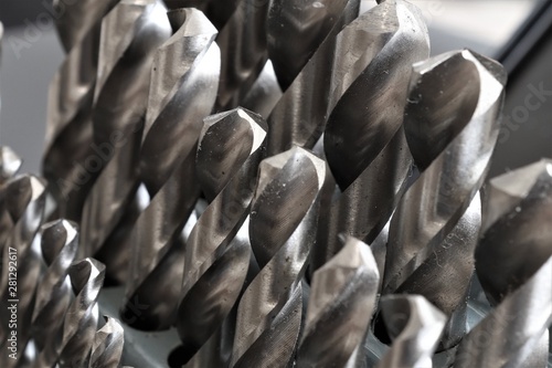 Foto Close up of a metal drill bit set