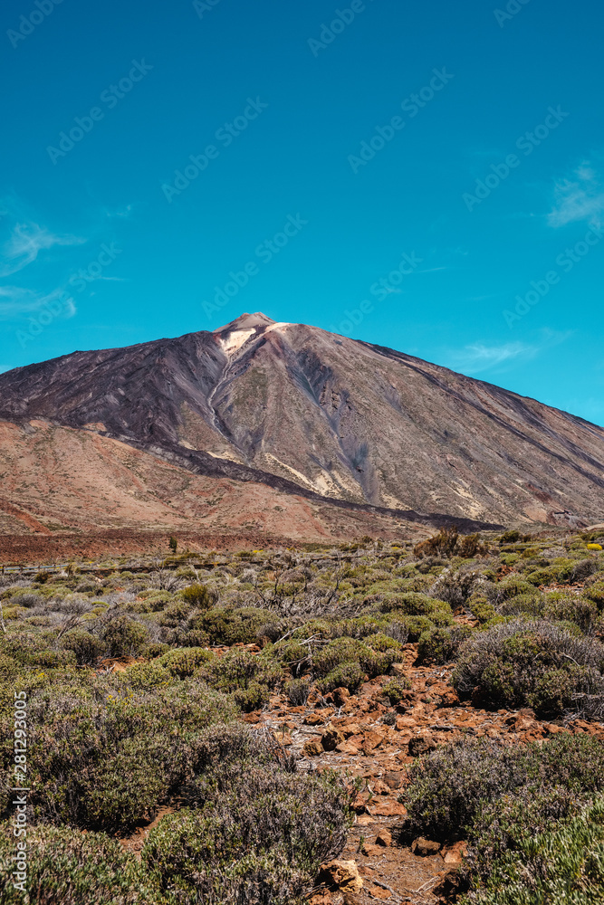 Portrait view of Teide, highest volcano and mountain in Spain Portrait view of Teide, highest volcano and mountain in Spain