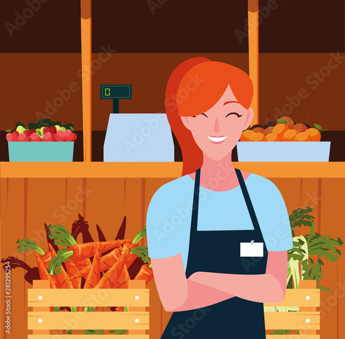 seller woman farm products stand