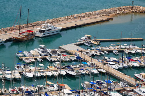 Yacht harbour of Sidi Bou Said. Gulf of Tunis. Tunisia. 