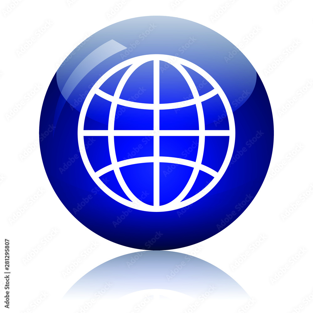 Globe glass button vector illustration Globe glass button vector illustration