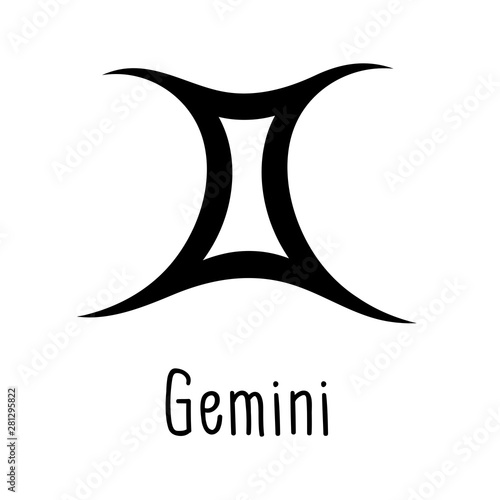 Gemini astrological zodiac sign isolated on white background. Simple horoscope icon, astrology logo. Vector illustration.