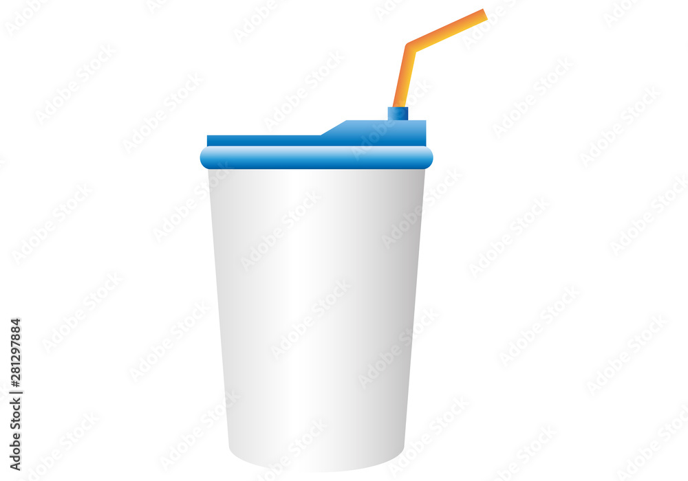 Vaso de plástico con tapa azul de refresco. Vaso de plástico con tapa azul de refresco.