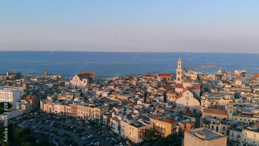 Panoramic view of old town in Bari, drone shot, Puglia, Italy Panoramic view of old town in Bari, drone shot, Puglia, Italy