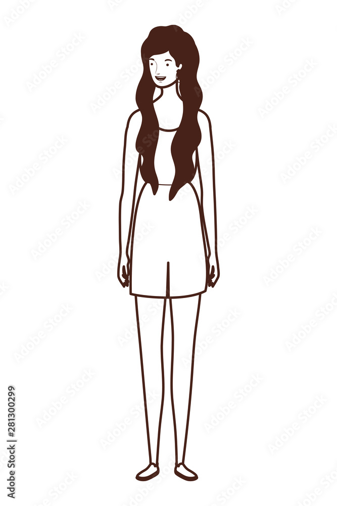 silhouette of young woman standing on white background silhouette of young woman standing on white background