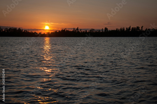 Summer lake sunset in Sweden