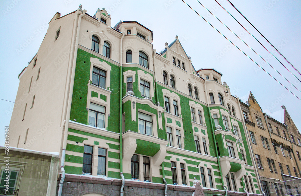 old building facade in vyborg