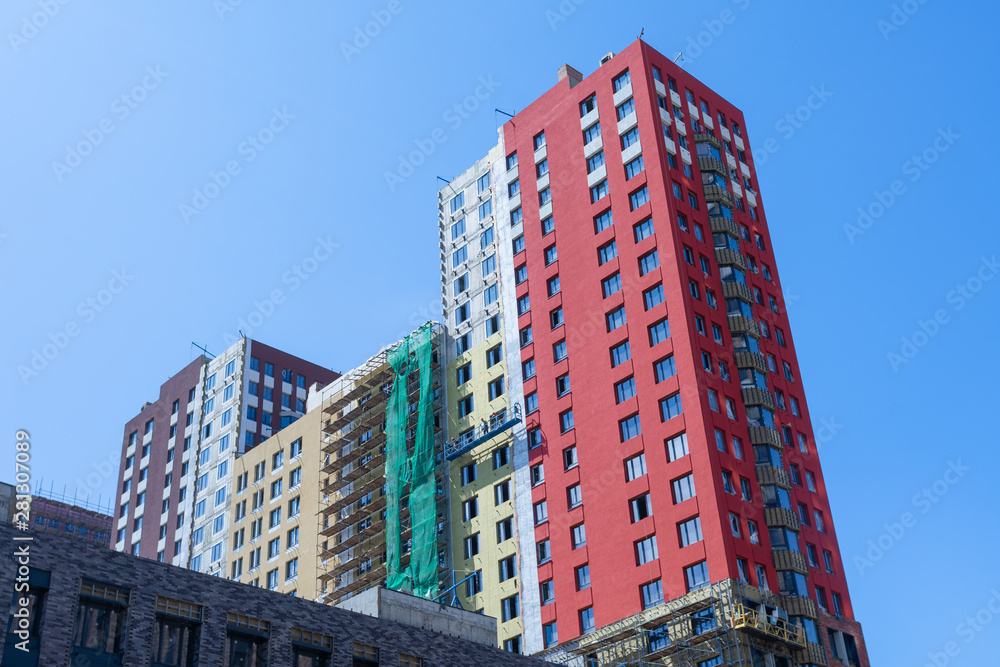 Houses under construction of the blue sky