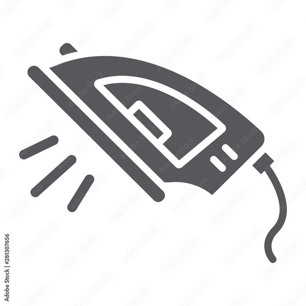 Iron glyph icon, electronics and device, home appliance sign, vector graphics, a solid pattern on a white background. Iron glyph icon, electronics and device, home appliance sign, vector graphics, a solid pattern on a white background.