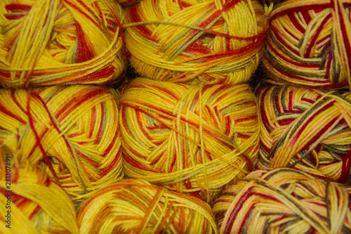 closeup of colorful yarn