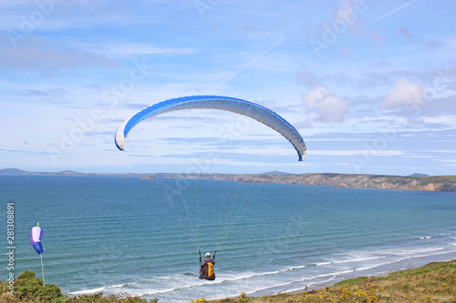  paraglider flying at Newgale, Wales