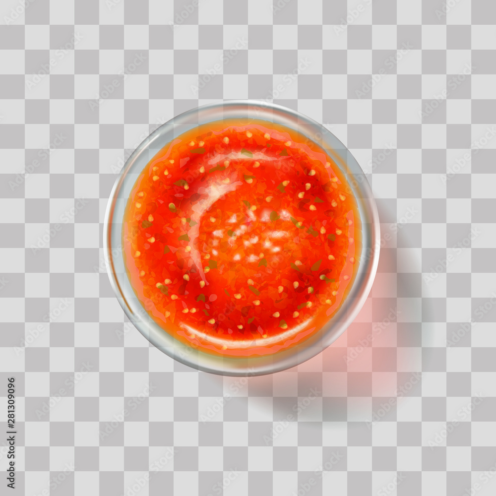 Salsa sauce in a glass saucer, mexican sauce for snacks, vector. Salsa sauce in a glass saucer, mexican sauce for snacks, vector.