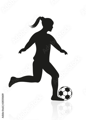 Frauenfußball - Frau mit Fußball