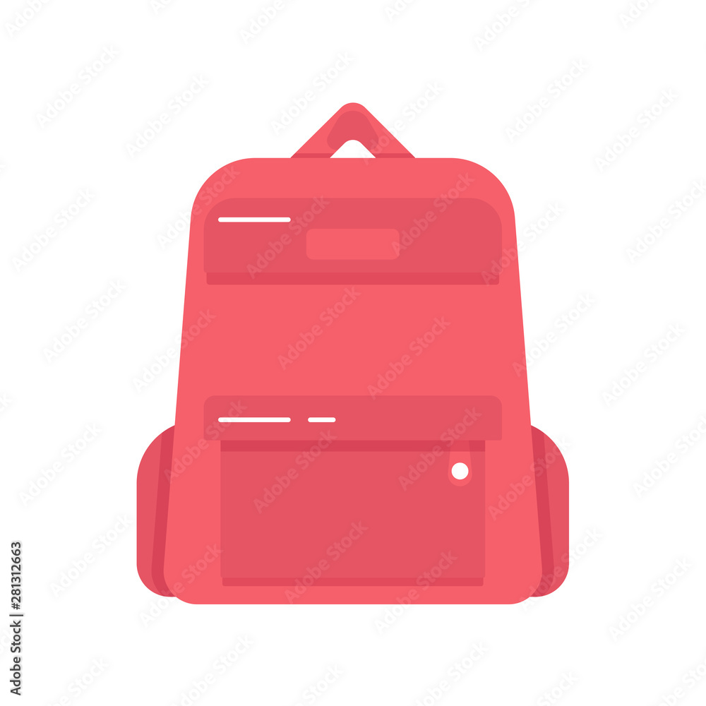 Backpack or school bag in flat style. Kids backpack vector illustration isolated on white background Backpack or school bag in flat style. Kids backpack vector illustration isolated on white background