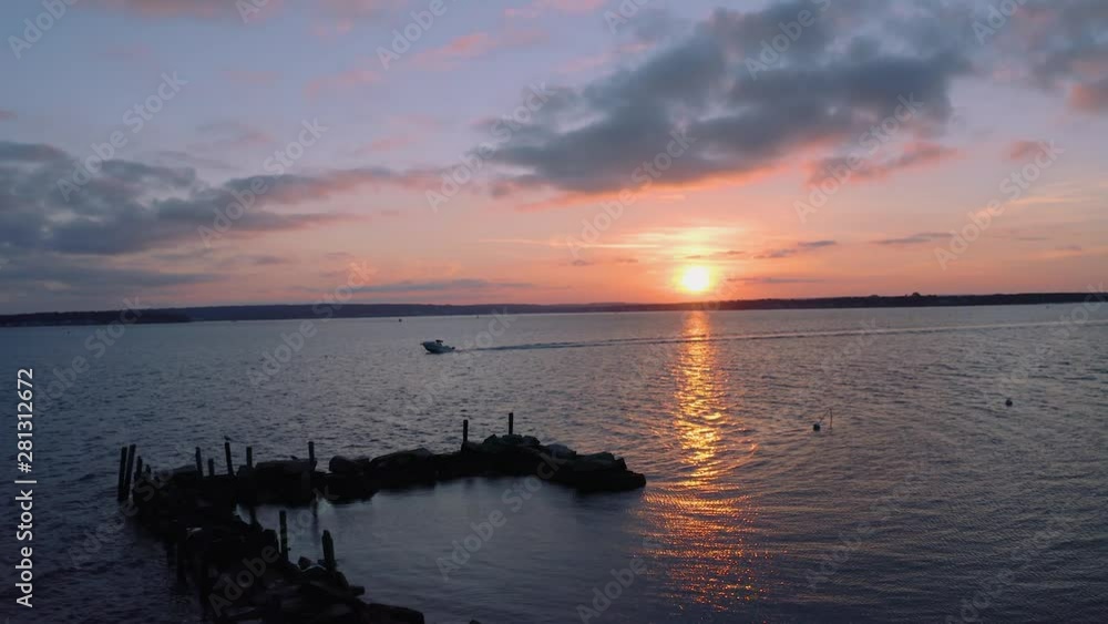 Aerial Boat on Ocean