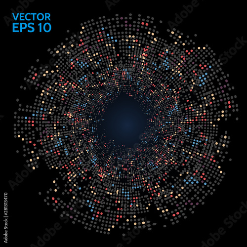 explosion Element with dots. Graphic abstract background communication. Vector