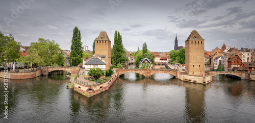 The covered bridges of Strasbourg are three bridges spanning l'Ill in the heart of Petite France. The four fortified towers along these bridges have been classified as historic monuments since 1928