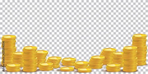 Gold coin stacks mockup vector illustration photo