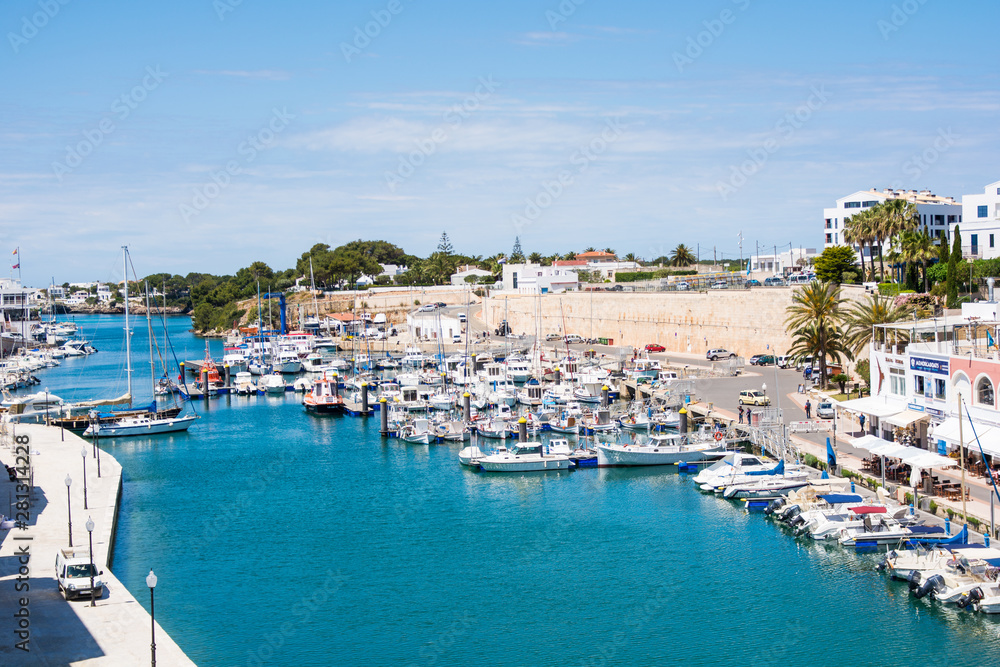 The harbour of Ciutadella de Menorca on a beautiful sunny day