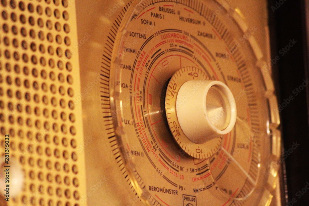 A transistor home radio from the past that still works. It's a very old radio. A transistor home radio from the past that still works. It's a very old radio.