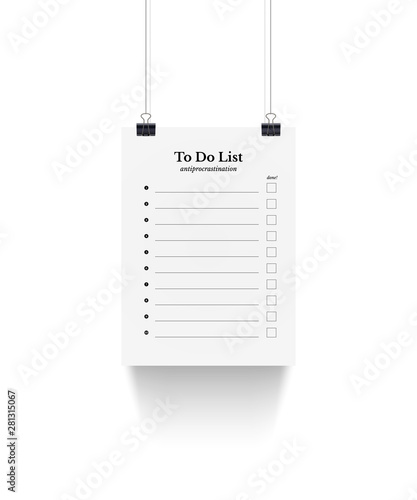 To do list hanging on binder clips illustration