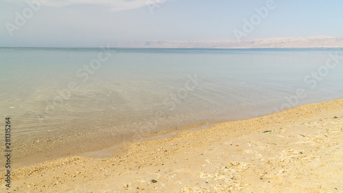 Fototapeta Naklejka Na Ścianę i Meble -  View of famous Dead Sea coastline, extremely salt lake, Jordan
