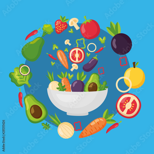 Canvas Print Healthy and organic food vector design