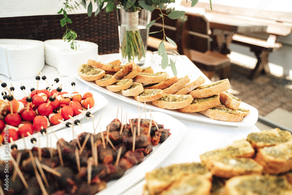 Selection of different canapes or snacks