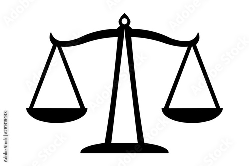 Justice scales icon. Law balance symbol.Vector illustration