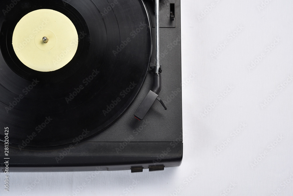 old vinyl record player on white background old vinyl record player on white background