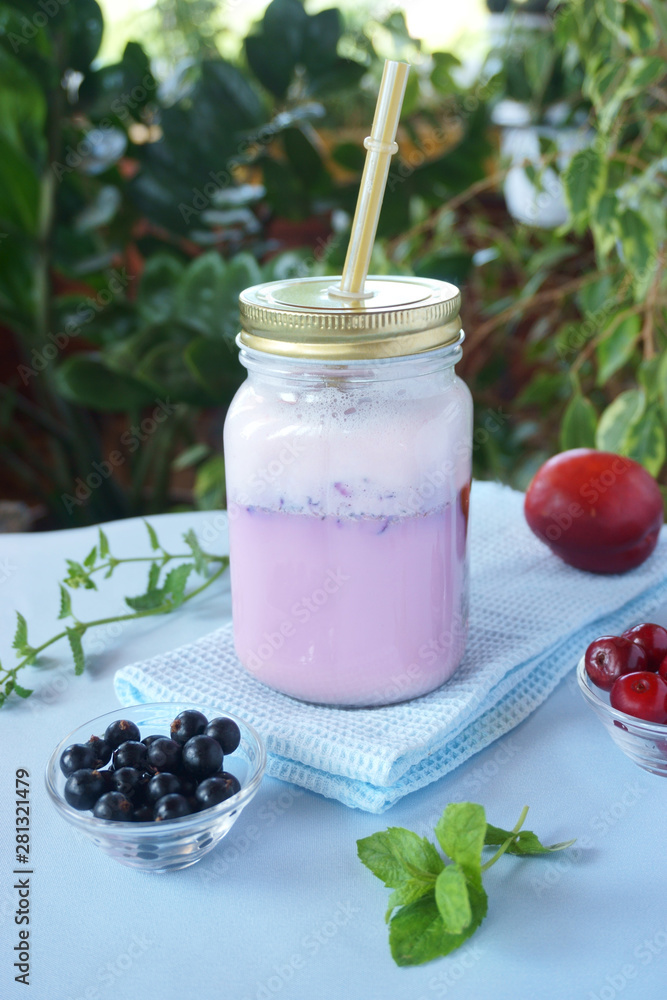 berries and milk smoothies, blue, pink, purple, coral berries and milk smoothies, blue, pink, purple, coral