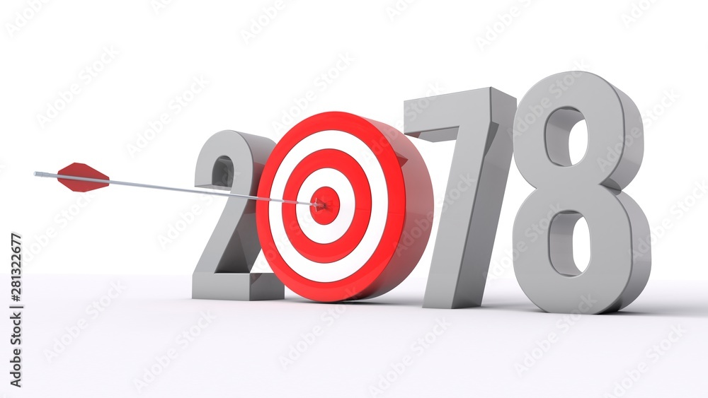 3D illustration of number 2078 with target concept 3D illustration of number 2078 with target concept