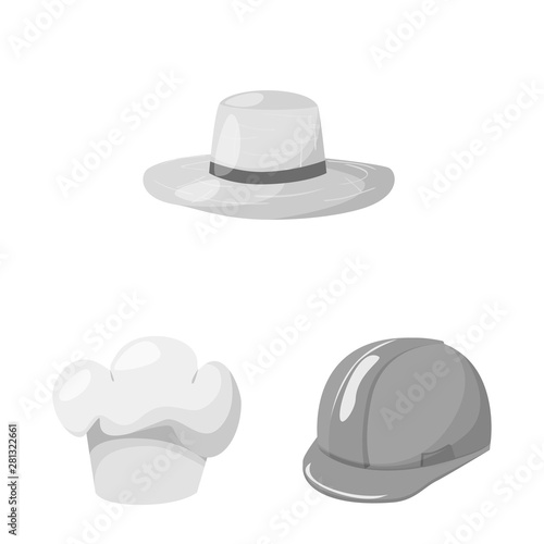 Vector design of hat and helmet symbol. Collection of hat and profession vector icon for stock.