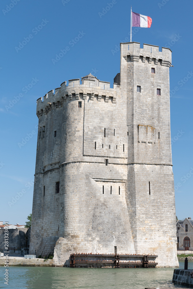 Walled entry port of La Rochelle in France tower of the Chaine saint Nicolas