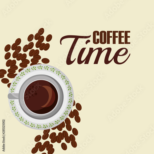 Coffee cup and beans vector design