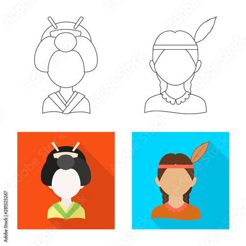 Vector design of imitator and resident logo. Set of imitator and culture stock symbol for web.