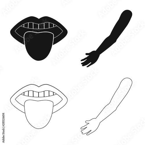 Vector design of body and part symbol. Collection of body and anatomy stock vector illustration.