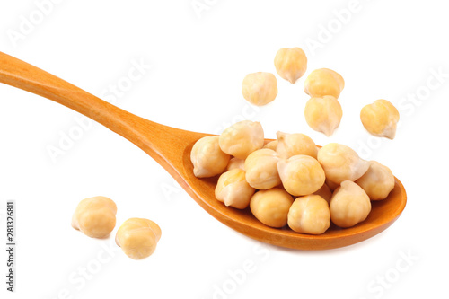 Wallpaper Mural chickpeas in wooden spoon isolated on white background Torontodigital.ca