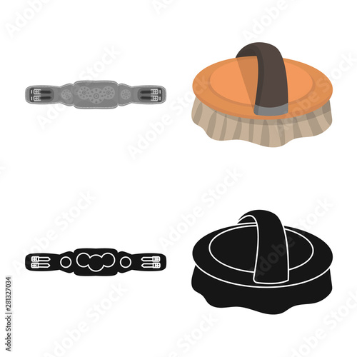 Isolated object of equipment and riding symbol. Collection of equipment and competition stock symbol for web.