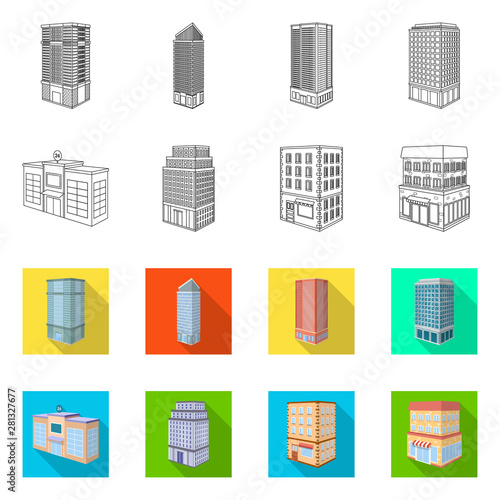 Vector illustration of construction and building logo. Set of construction and estate stock symbol for web.